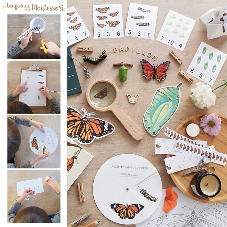 Pack complet d'inspiration Montessori sur le thème du papillon Monarque