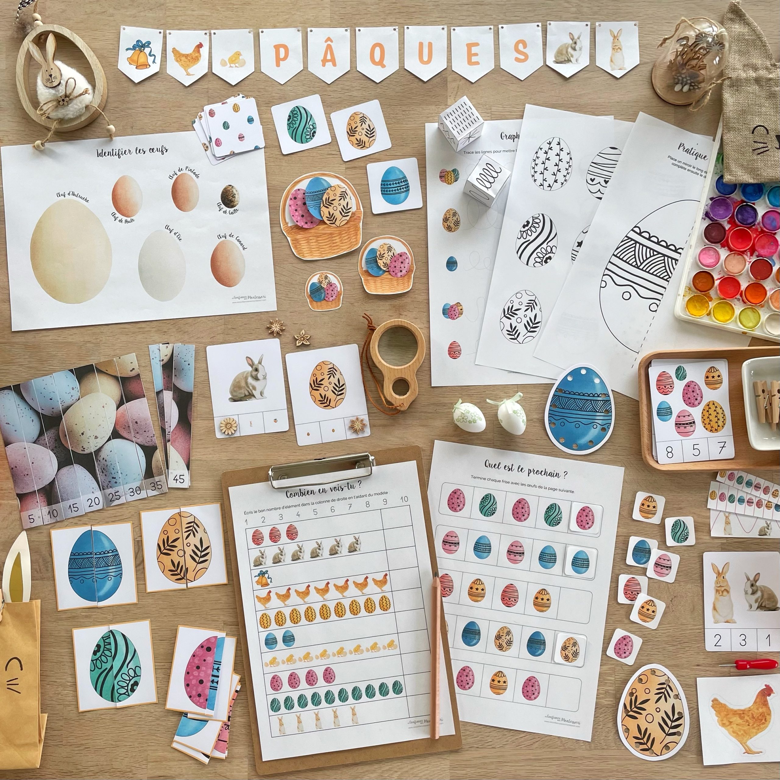 Pack d'inspiration Montessori sur la poule et sur paques