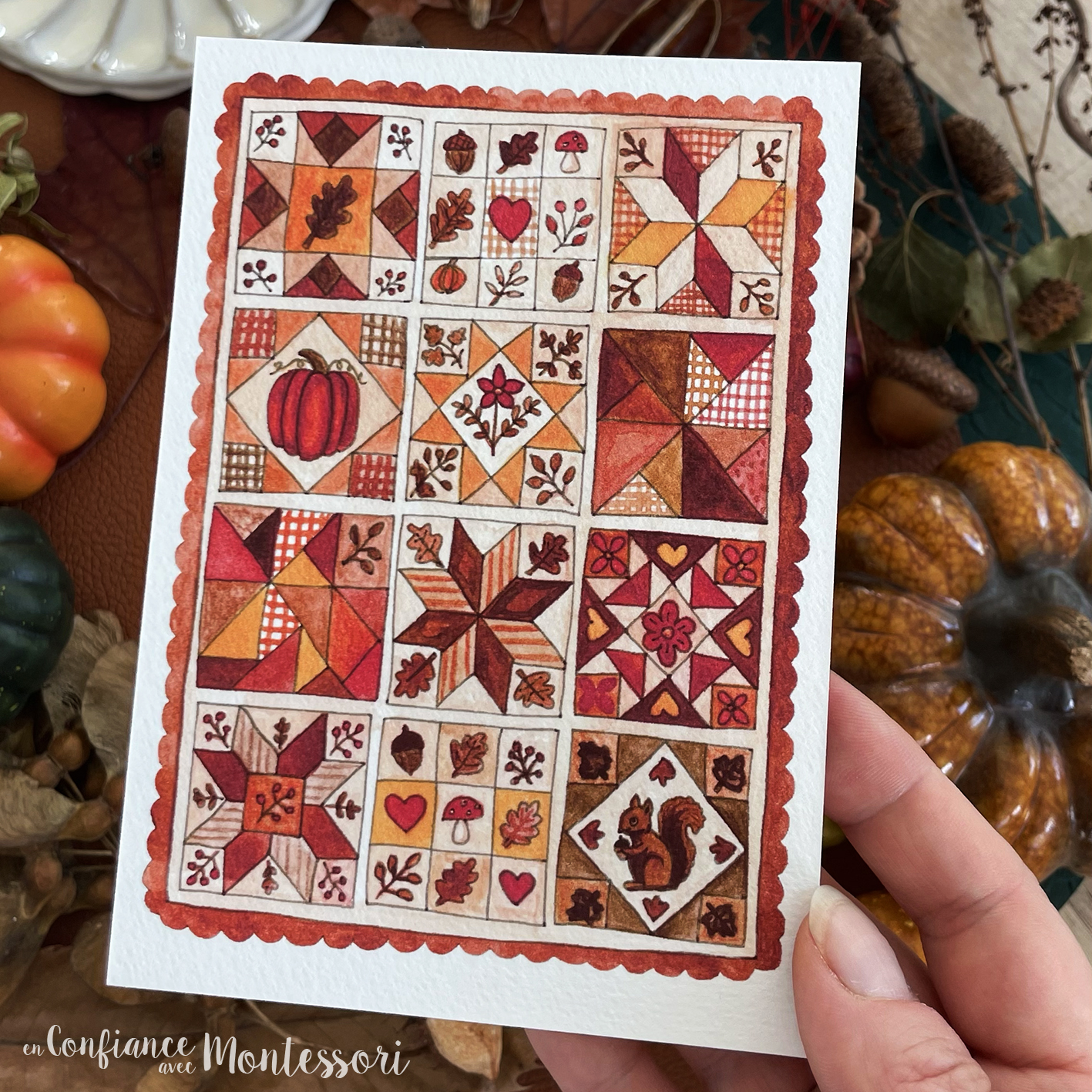 Carte A6 imprimée Plaid d’Automne